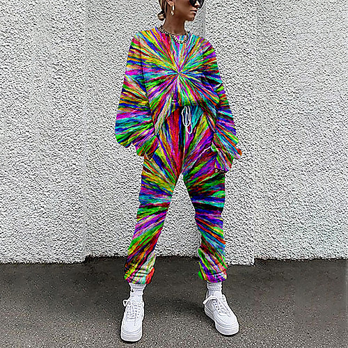 

Women's Basic Streetwear Floral Print Vacation Casual / Daily Two Piece Set Tracksuit T shirt Pant Loungewear Jogger Pants Drawstring Print Tops