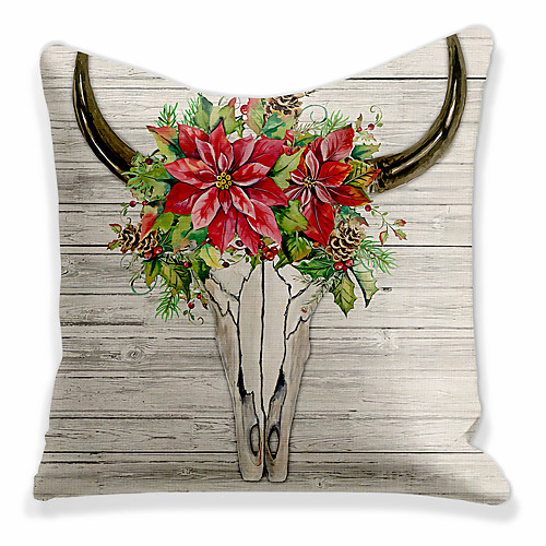 

Double Side 1 Pc Cushion Cover Print 45x45cm Faux Linen for Sofa Bedroom Animal Yak