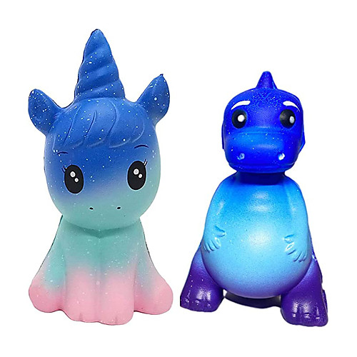 

2 Pcs Galaxy Unicorn Dinosaur Slow Rising Squishies, Cute Birthday Gift for Kids, Stress Relief Squeeze Toys