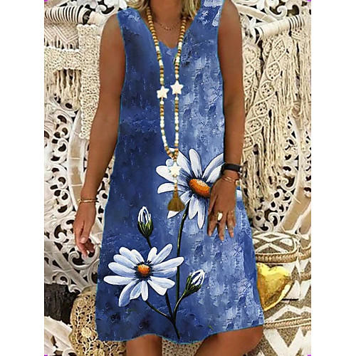 

Women's A Line Dress Knee Length Dress Sleeveless Spring Summer Casual / Daily 2021 S M L XL XXL XXXL 4XL 5XL