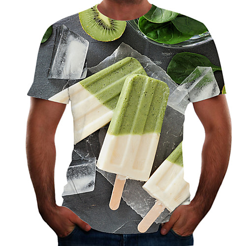 

Men's T shirt 3D Print 3D Rivet Mesh Short Sleeve Casual Tops White Yellow Green
