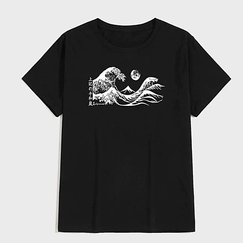 

Men's Tee T shirt Shirt Hot Stamping Graphic Prints Spray Print Short Sleeve Casual Tops 100% Cotton Basic Designer Big and Tall Round Neck Black / Summer