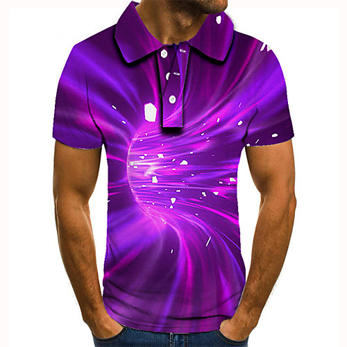 

Men's Golf Shirt Tennis Shirt 3D Print 3D Graphic Prints Button-Down Short Sleeve Street Tops Casual Fashion Cool Purple / Sports