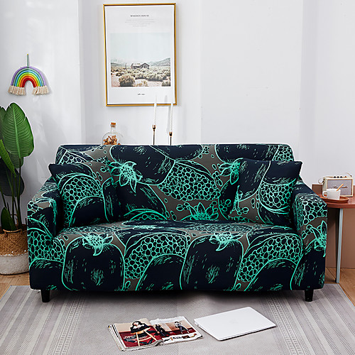 

Abstract Art Green Print Dustproof All-powerful Stretch Sofa Cover Super Soft Fabric with One Free Boster Case
