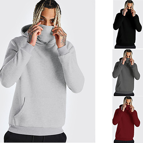 

Men's Pullover Hoodie Sweatshirt Solid Color Front Pocket Hooded Daily Fitness Basic Thin fleece Hoodies Sweatshirts Long Sleeve Light Grey Black Dark Gray