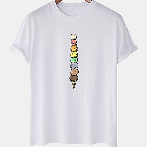 

Men's Unisex Tee T shirt Hot Stamping Ice Cream Plus Size Short Sleeve Casual Tops 100% Cotton Basic Designer Big and Tall White Black Yellow