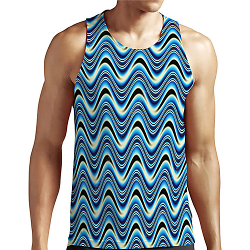 

Men's Unisex Tank Top Undershirt 3D Print Graphic Prints Waves Plus Size Print Sleeveless Casual Tops Basic Designer Big and Tall Blue
