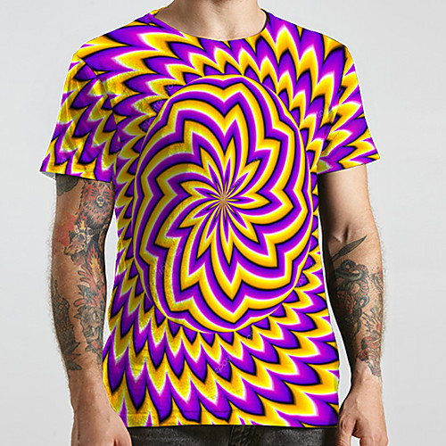 

Men's Unisex Tee T shirt 3D Print Graphic Prints Geometry Plus Size Print Short Sleeve Casual Tops Basic Designer Big and Tall Purple