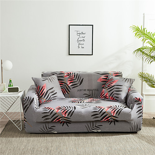 

Grey Forest Leaves Print Dustproof All-powerful Slipcovers Stretch Sofa Cover Super Soft Fabric Couch Cover With One Free Boster Case(Chair/Love Seat/3 Seats/4 Seats)