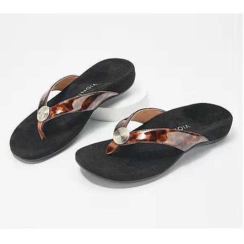 

Women's Slippers & Flip-Flops Flat Heel Open Toe PU Leopard Leopard White Black