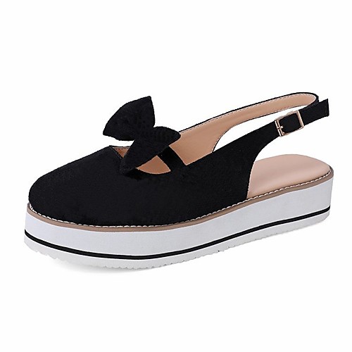 

Women's Sandals Platform Sandals Platform Round Toe PU Bowknot Solid Colored Black Blue Pink