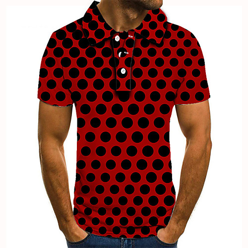 

Men's Golf Shirt 3D Print Circle Geometric Button-Down Short Sleeve Street Tops Casual Fashion Cool Red / Sports