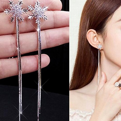 

Women's Stud Earrings Tassel Fringe Stylish Simple Imitation Diamond Earrings Jewelry Silver For Date Festival