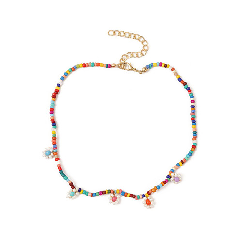 

Women's Beaded Necklace Necklace Beads Flower Colorful Boho Resin Alloy Rainbow 37 cm Necklace Jewelry 1pc For Gift Prom Beach
