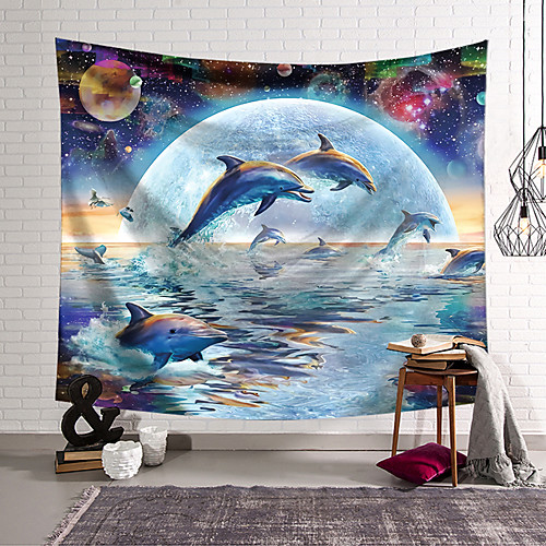 

Wall Tapestry Art Decor Blanket Curtain Hanging Home Bedroom Living Room Decoration Polyester Dolphin