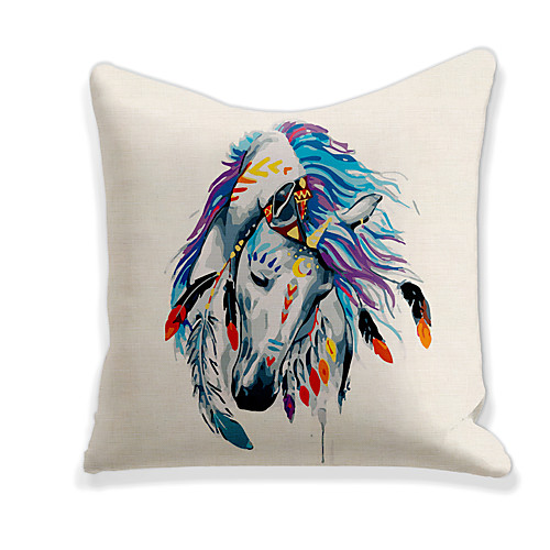 

Cushion Cover 1PC Faux Linen Soft Print Square Throw Pillow Cover Cushion Case Pillowcase for Sofa Bedroom 45 x 45 cm (18 x 18 Inch) Superior Quality Mashine Washable