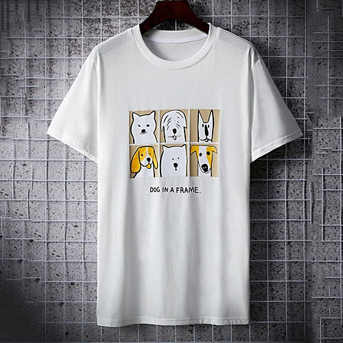 

Men's Tee T shirt Hot Stamping Dog Graphic Prints Animal Print Short Sleeve Casual Tops 100% Cotton Basic Designer Big and Tall White