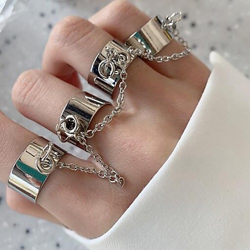 

Multi Finger Ring Link / Chain Silver Alloy Rabbit Bear Butterfly Rock 1pc Adjustable / Women's / Men's