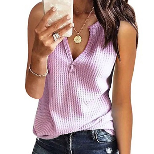 

Women's Stylish Knitted Solid Color Pullover Cotton Sleeveless Sweater Cardigans V Neck Fall Spring White Black Blue