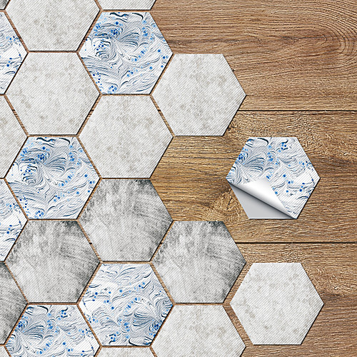 

Creative Industrial Wind Marble Hexagonal Non-slip Floor PVC Sticker Kitchen Bathroom Floor Waterproof Self-adhesive DIY Removable Wall Sticker