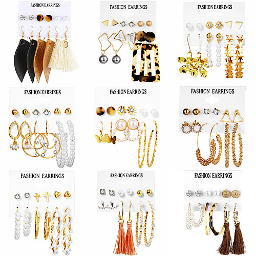 

tassel earrings simple retro acrylic pearl earrings set 6 pairs