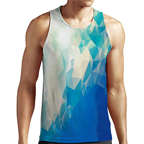 

Men's Unisex Tank Top Undershirt 3D Print Graphic Prints Geometry Plus Size Print Sleeveless Casual Tops Basic Designer Big and Tall Blue