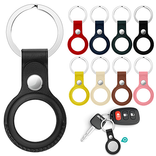 

PU Leather Case for AirTag Anti-lost Anti-Scratch Protective Skin Cover with Keychain Compatible with AirTags 2021 Smart Accessory