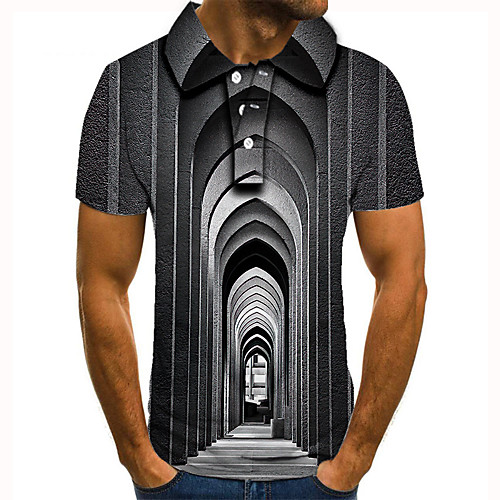 

Men's Golf Shirt Tennis Shirt 3D Print 3D Graphic Prints Button-Down Short Sleeve Street Tops Casual Fashion Cool Black / Sports