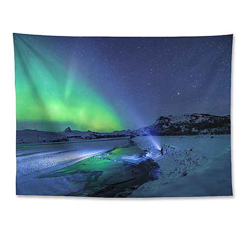 

Wall Tapestry Art Decor Blanket Curtain Hanging Home Bedroom Living Room Color blue Polyester Ice Aurora Natural Scenery