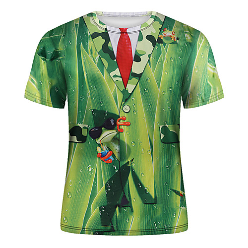 

Men's T shirt 3D Print 3D Rivet Mesh Short Sleeve Casual Tops Black Purple Green