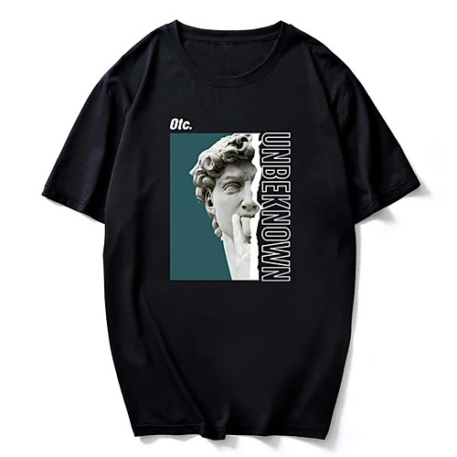 

Men's Unisex Tee T shirt Hot Stamping Graphic Prints Human Print Short Sleeve Casual Tops Basic Designer Big and Tall Black