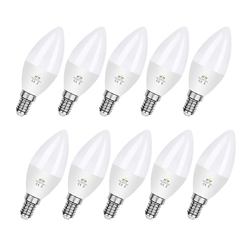 

10pcs 6 W LED Candle Lights 600 lm E14 C37 12 LED Beads SMD 2835 Warm White Cold White 220-240 V