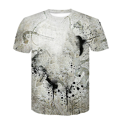 

Men's T shirt 3D Print 3D Rivet Mesh Short Sleeve Casual Tops White Blue Red