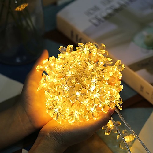 

LED Peach Blossom Lights Decorating Lamps 3M 6M String Cherry Christmas Tree Garden Festival Festoon Garland Landscape Lamp Bedroom Window Decoration