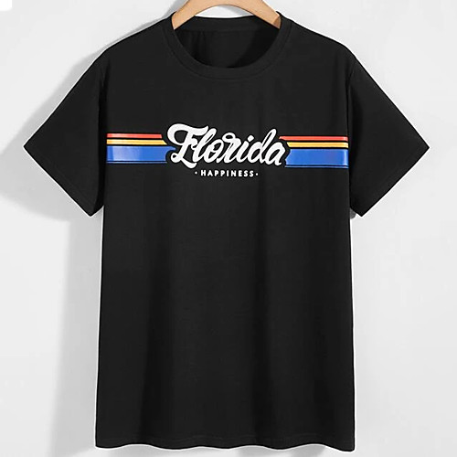 

Men's Unisex Tee T shirt Hot Stamping Text Graphic Prints Plus Size Print Short Sleeve Casual Tops 100% Cotton Basic Designer Big and Tall Black