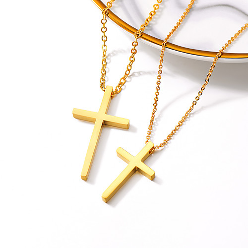

Women's Couple's Pendant Necklace Chain Necklace Classic Cross Simple Classic Titanium Steel 465/505 cm Necklace Jewelry 1pc For Gift Birthday Party Festival