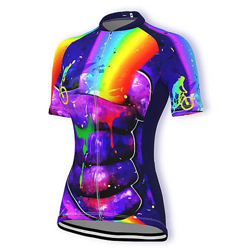 

21Grams Women's Short Sleeve Cycling Jersey Summer Nylon Polyester RedBlue Rainbow Gradient 3D Bike Jersey Top Mountain Bike MTB Road Bike Cycling Ultraviolet Resistant Quick Dry Breathable Sports