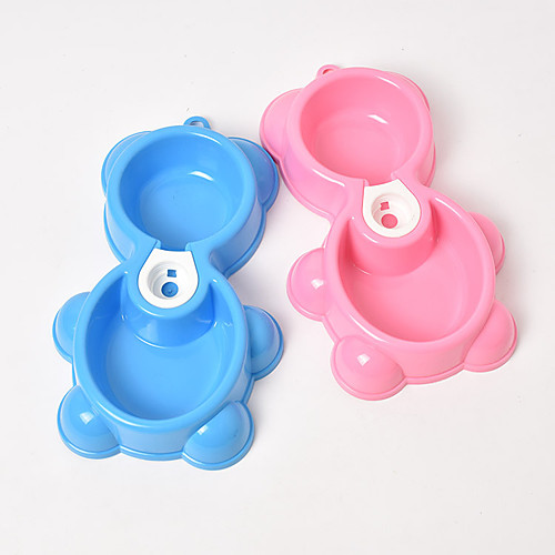 

Dog Cat Bowls & Water Bottles / Feeding Bowl / Dog Cat Bowls Plastic Double-Sided Durable No-Spill Solid Colored Blue Pink Green Bowls & Feeding
