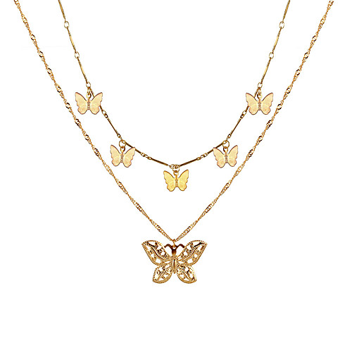 

butterfly necklace multi-layer butterfly clavicle chain necklace set