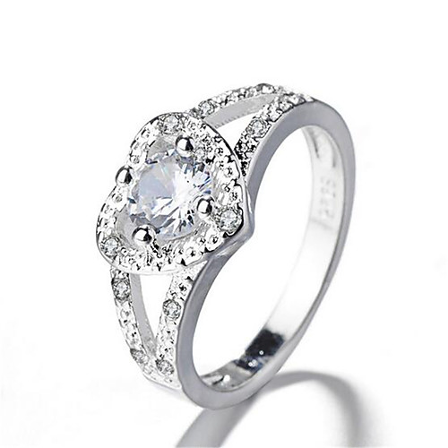 

Ring 3D Silver Zircon Copper Silver-Plated Heart Precious Fashion 1pc 7 8 / Women's / Promise Ring