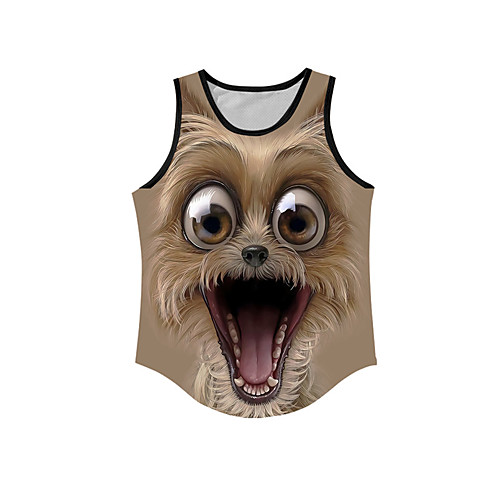 

Men's Tank Top Undershirt Shirt 3D Print Graphic Prints Animal Print Sleeveless Daily Tops Casual Designer Big and Tall Round Neck Brown / Summer
