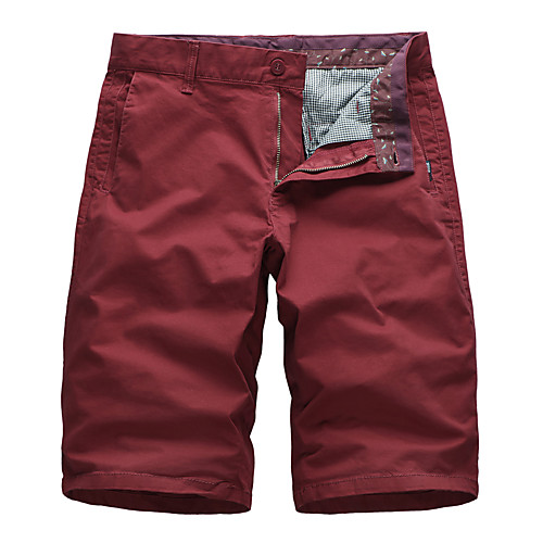

Men's Shorts Chinos Shorts Pants Solid Color ArmyGreen Black Yellow Wine Khaki