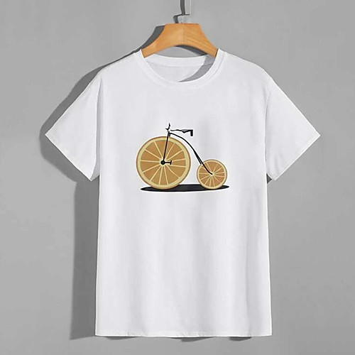 

Men's Tee T shirt Hot Stamping Graphic Prints Bicycle Print Short Sleeve Casual Tops 100% Cotton Basic Designer Big and Tall White