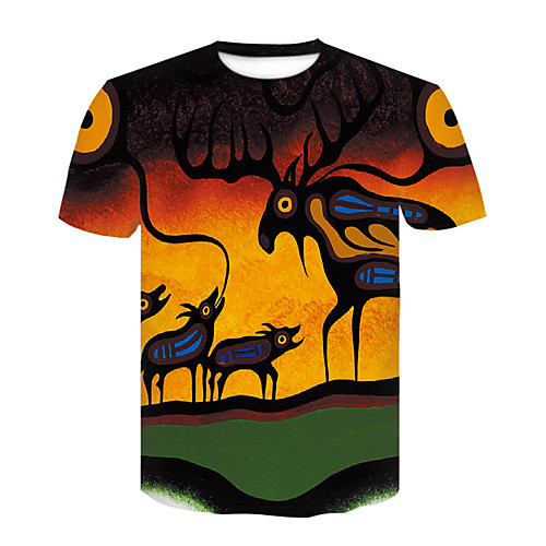 

Men's T shirt 3D Print 3D Rivet Mesh Short Sleeve Casual Tops Black Blue Yellow