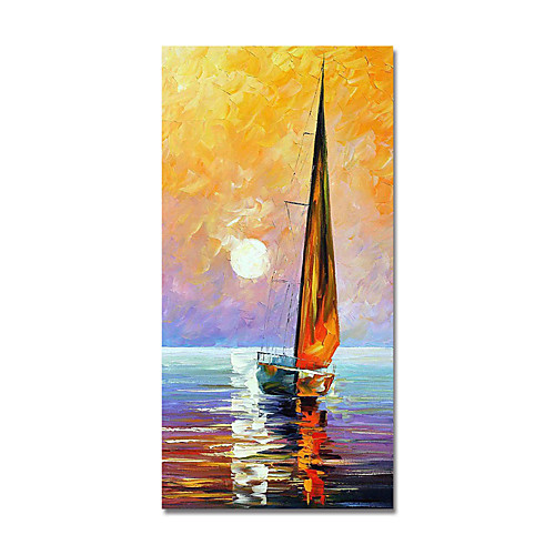 

Oil Painting Hand Painted Abstract Boat Canvas Painting Comtemporary Simple Modern Stretched Canvas Ready to Hang