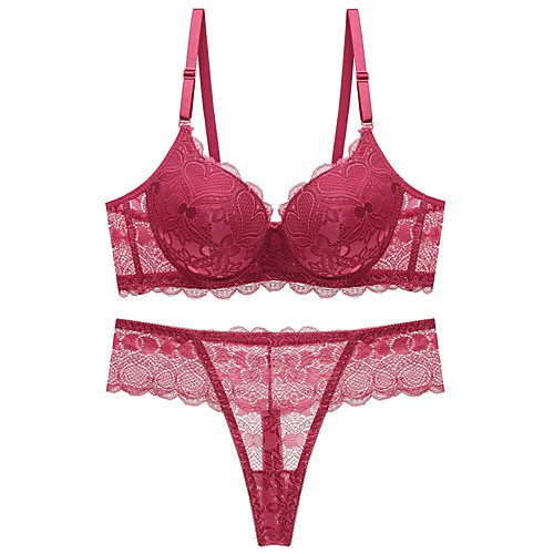 

Women's Bra & Panty Set Underwire Bra 3/4 Cup Lace Sexy Blue