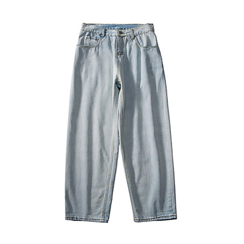 

Men's Chino Jeans Pants Solid Color Ankle-Length Light Blue
