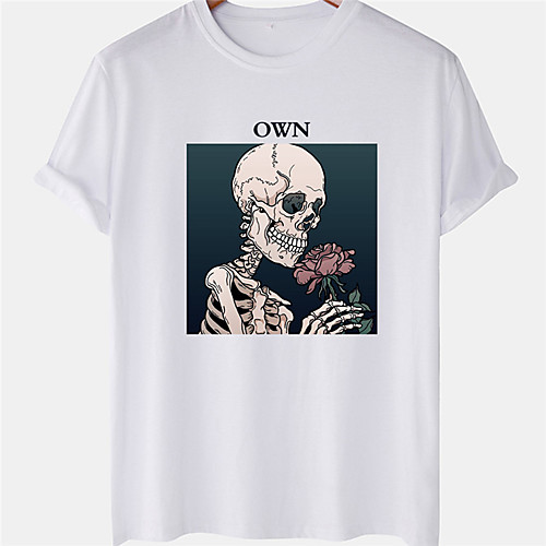 

Men's Unisex Tee T shirt Hot Stamping Skull Plus Size Short Sleeve Casual Tops 100% Cotton Basic Designer Big and Tall White Blushing Pink Khaki