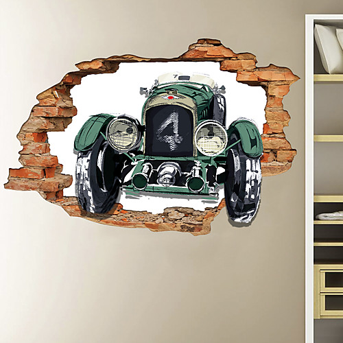 

3D Broken Wall Construction Truck Can Remove Stickers On The Background Decoration Of Home Corridor