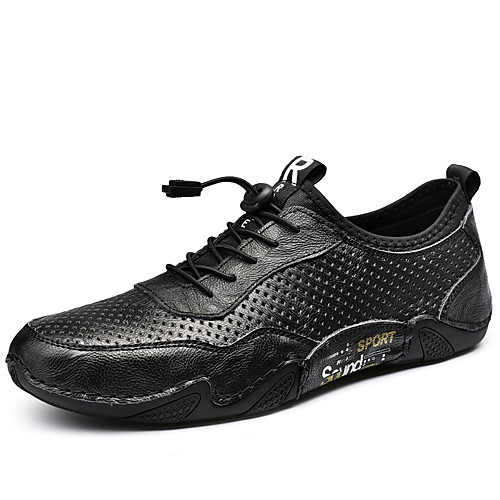 

Men's Sandals Crochet Leather Shoes Flat Sandals Sporty Casual Beach Athletic Outdoor Water Shoes Walking Shoes Nappa Leather Cowhide Breathable Handmade Non-slipping Booties / Ankle Boots White Black